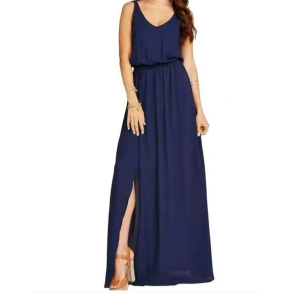 NWT Show Me Your Mumu Kendall Maxi Dress in Rich Navy Crisp Small S - Picture 2 of 10
